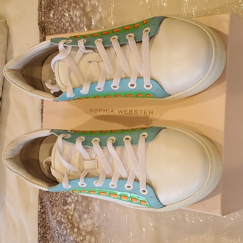 Sophia Webster White Sneakers with Bright Colors Size 41 or US 10